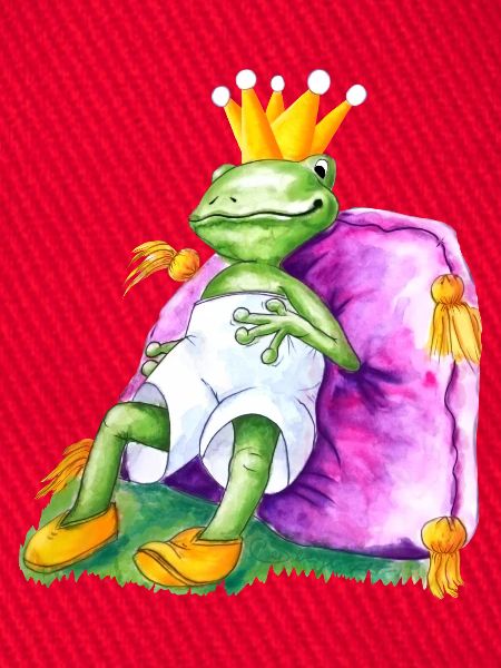 Froschkönig auf royalem Samtkissen