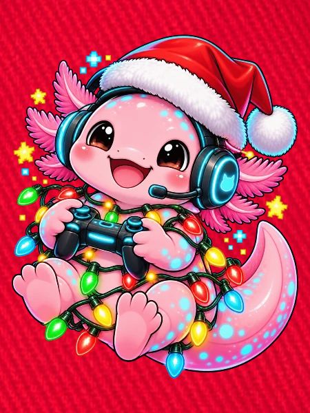 Gaming Weihnachtsdrache mit Lichtern