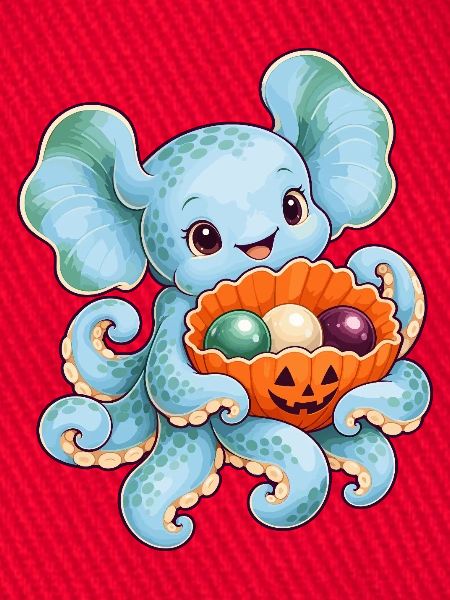 Dumbo-Oktopus mit Kürbismuschel