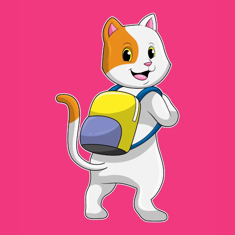 Cat as a hiker with backpack