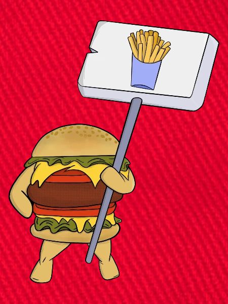 Burger protestiert für Pommes