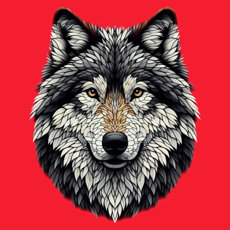 Wolf im Mosaik-Stil