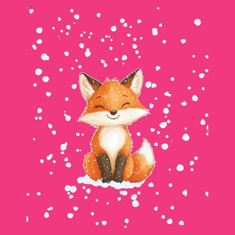 Fuchs mit Schneeflocken