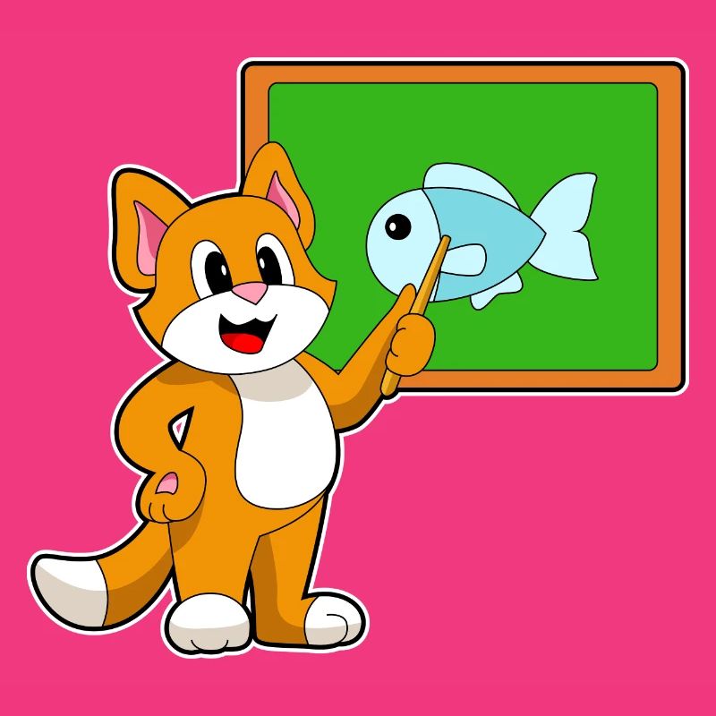 Cat Teacher Pointer Fish