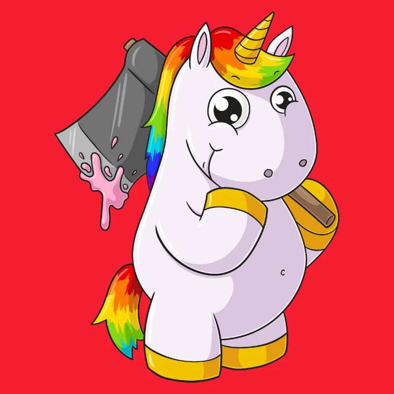 Comic Einhorn mit Axt