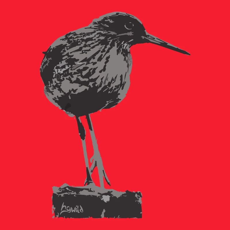 Rotschenkel - Monochrome Vogel Silhouette