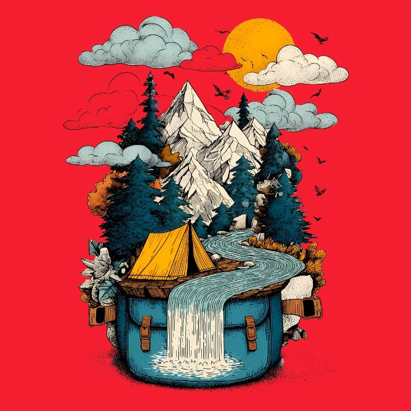 Bergsee Pfad - Camping Backpacker Motiv