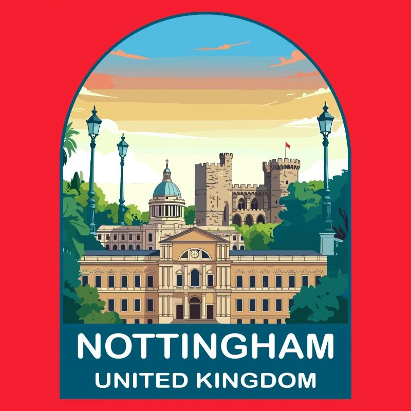 Nottingham Skyline UK Reisekunstillustration