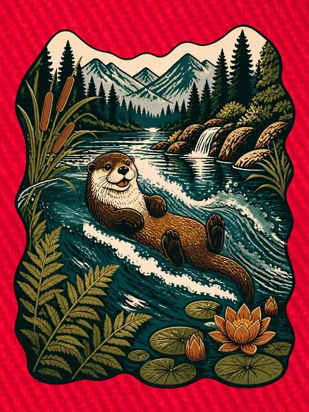 Otter im Waldfluss