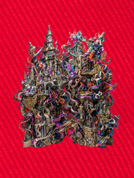 Psychedelisches Fantasy Schloss Zauberwelt Kunst