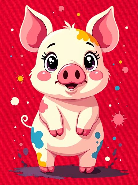 Schweinchen im Farbklecks-Design