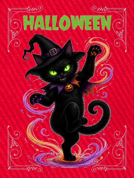Halloween black cat dancing