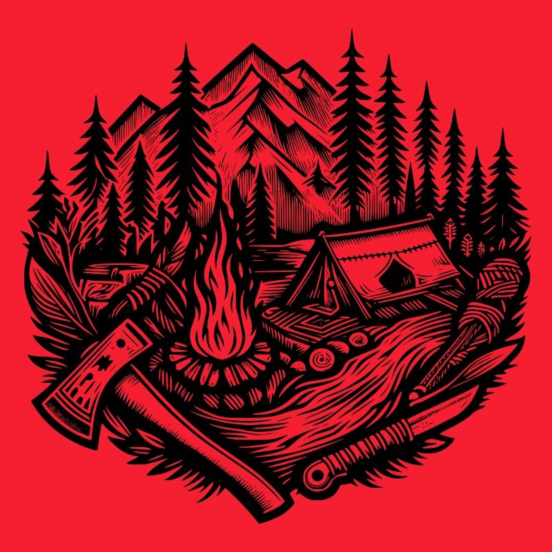 nature campfire axe
