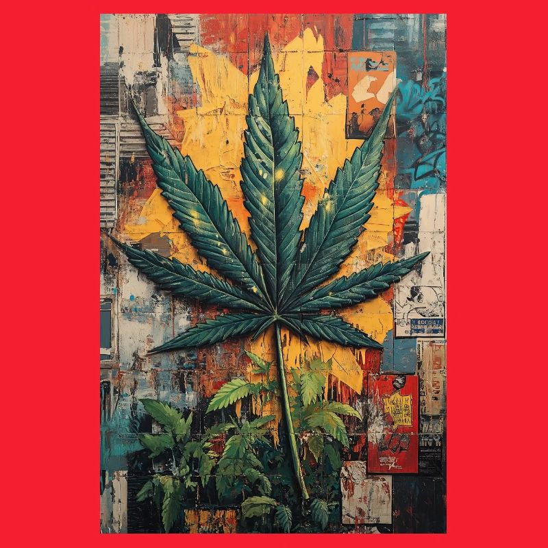 Graffiti Hemp Leaf Wall Art