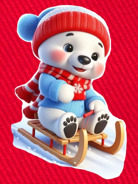Winterbär auf Schlitten
