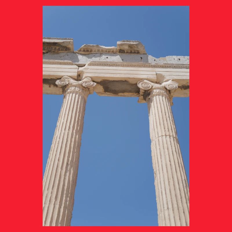 Ancient columns under blue sky, Acropolis