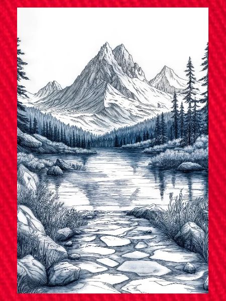 Illustration einer Gebirgslandschaft