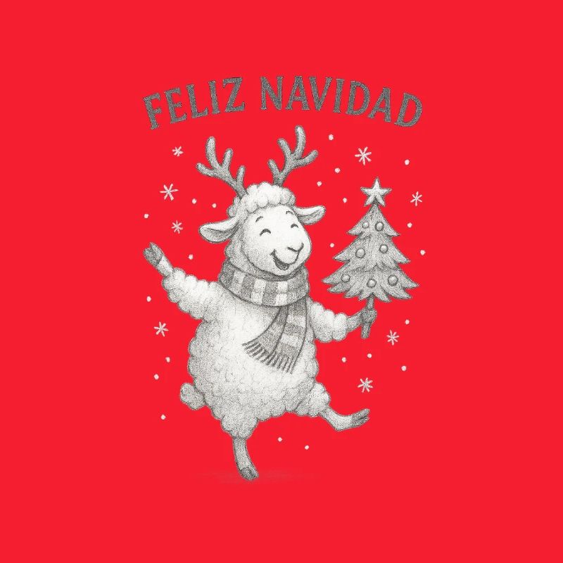 Feliz Navidad Schaf mit Weihnachtsbaum