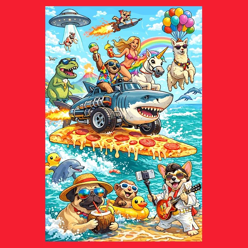 Dino Einhorn Pizza Beach