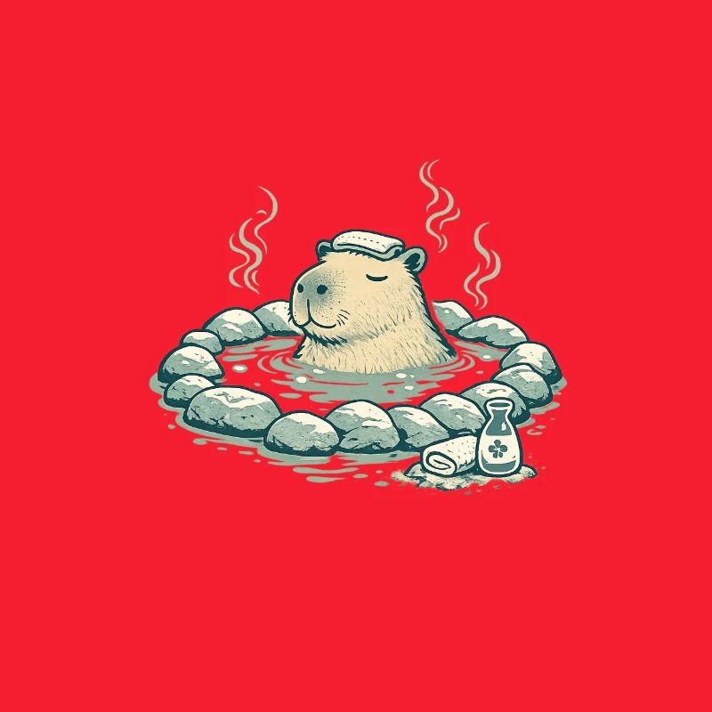 Capybara dans le bain de source