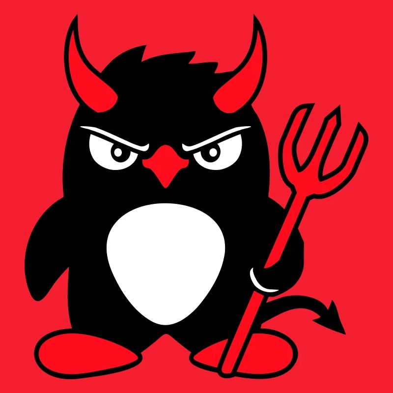 Penguin Devil Horns Trident Hell Evil Satan