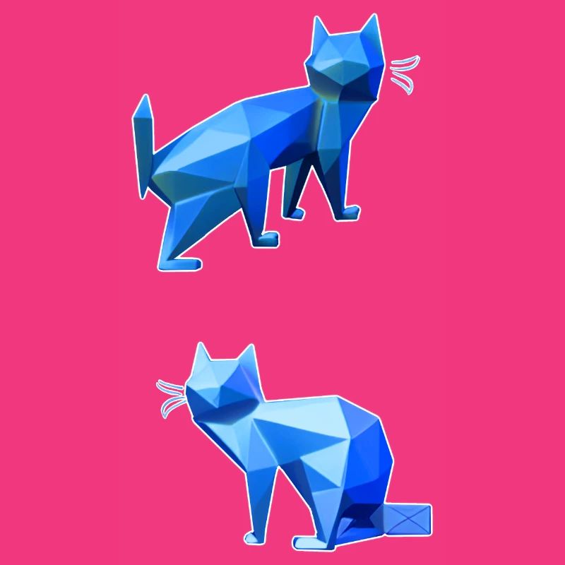 Duo Chat Polygone Bleu