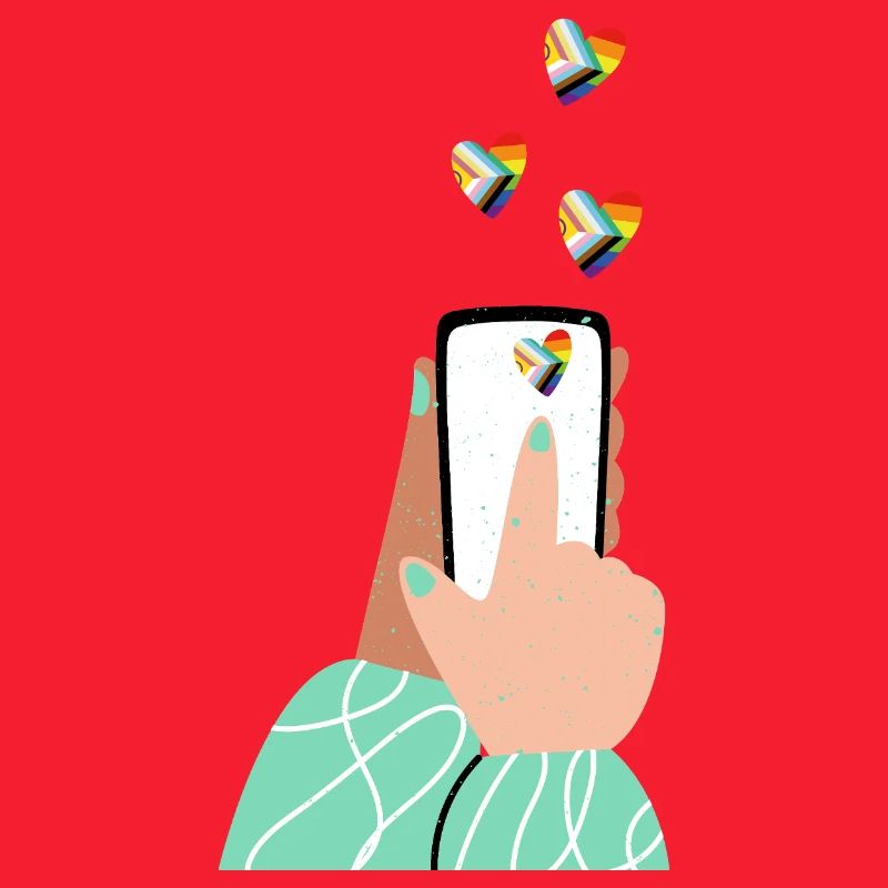 Pride Herzen am Smartphone