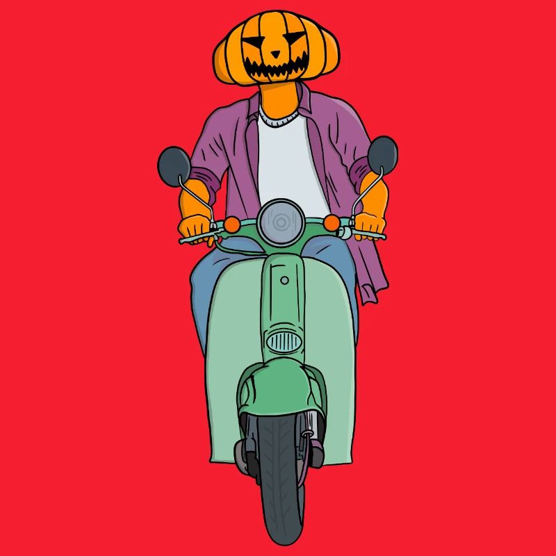 Kürbisfahrer auf Mint Scooter