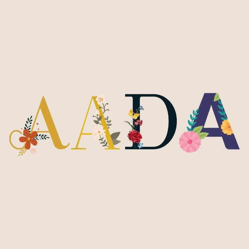 Nom AADA décoré de fleurs