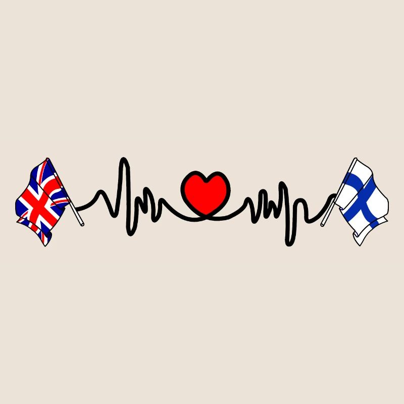Cardio heart Drapeau Angleterre, drapeau Finlande