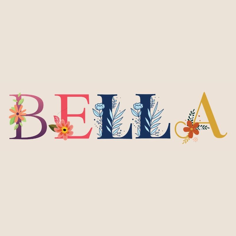 Le nom BELLA est décoré de fleurs