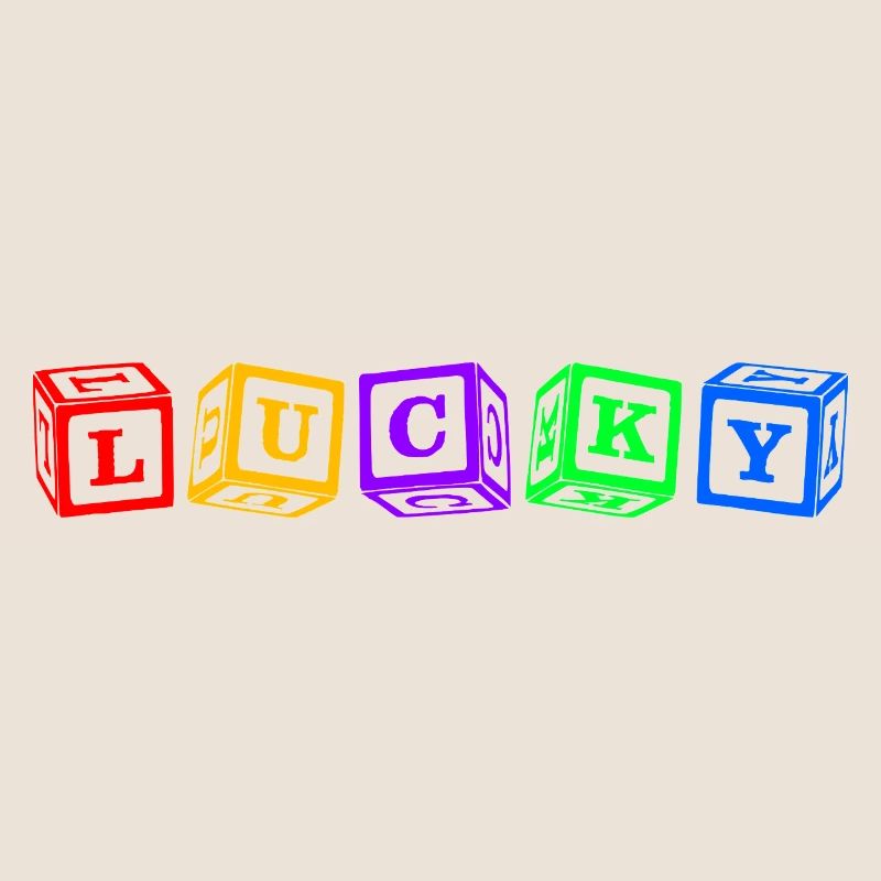 Lucky – Conception colorée de lettres en cube 3D