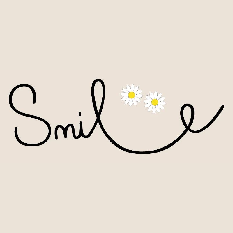 Sourire fleuri en écriture cursive