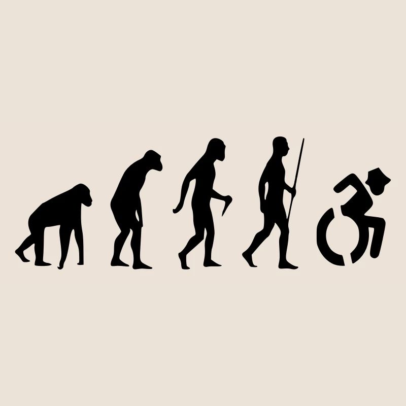 Wheelchair evolution for rollers. Wheelchair humor #