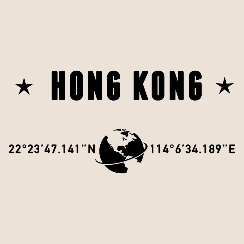 Hong Kong Coordinates Black Typography