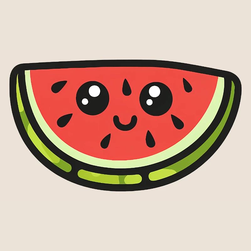 Dessin animé mignon de tranche de pastèque