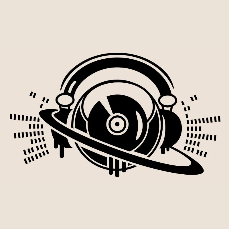 A DJ turntable console with headphones and