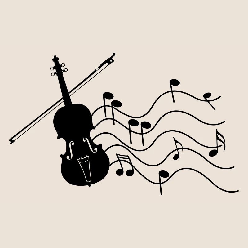 Violin with music notes shadow image,