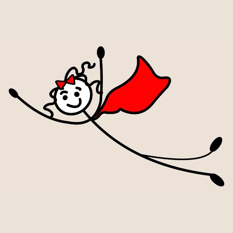 Fliegende Superfrau oder mit rotem Umhang