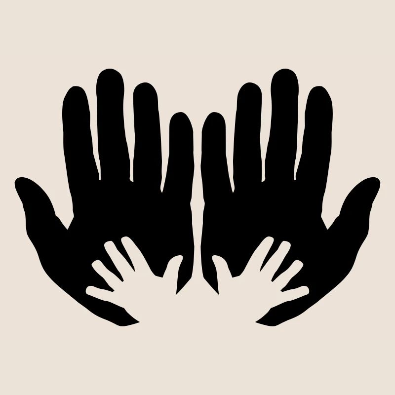 Open parents hands with children's hands