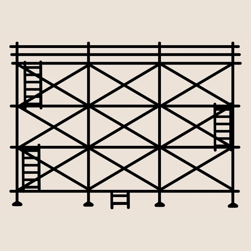 Silhouette d’échafaudage, échafaudage de construction