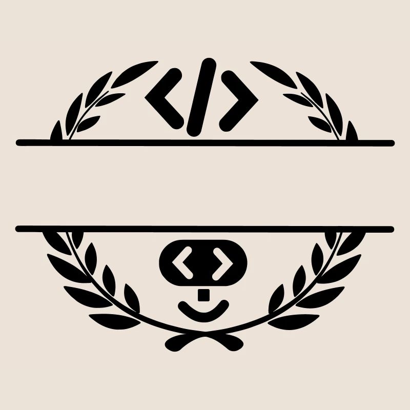 Code logo and code smiley in laurel wreath