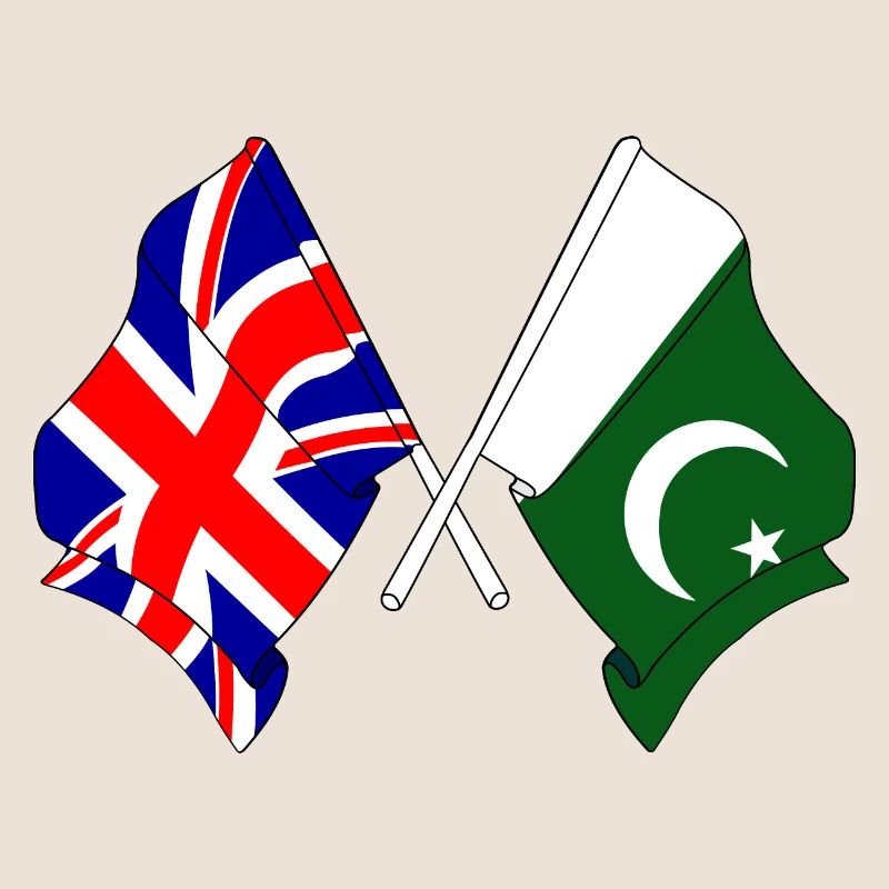 Drapeau de l’Angleterre et drapeau du Pakistan