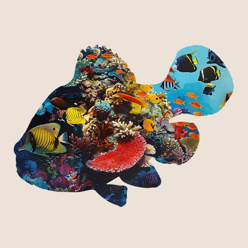 Underwater in the coral reef as a fish