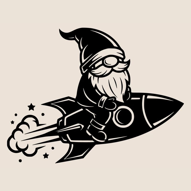 Illustration de bande dessinée Gnome Rides Rocket