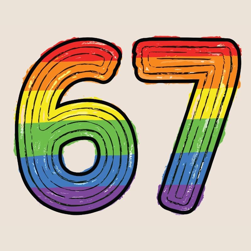 Rainbow 67 Gras, dessiné à la main six sept chiffres