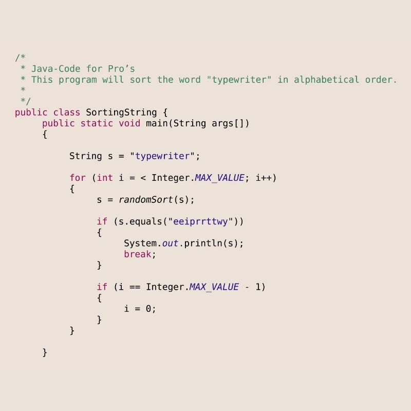 funny Java code to sort