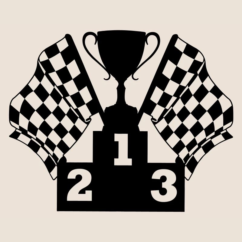 Podium du drapeau de la Coupe de course automobile