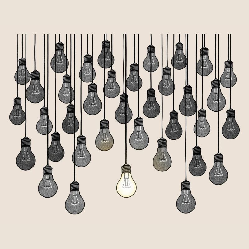 Grey bulb array with unique brightness