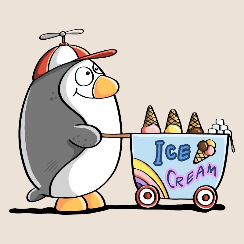 Pinguin Als Eisverkäufer - Eis